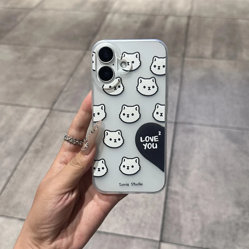 欧克里里爱心猫猫狗狗适用iPhone16手机壳14苹果15promax高级13/1