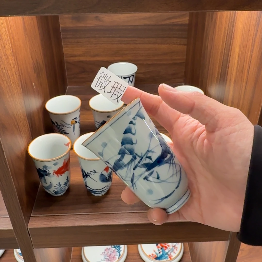 釉下手绘茶具微瑕