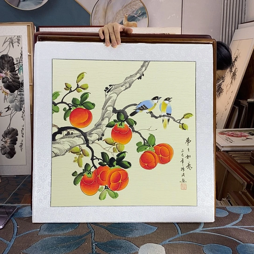 国画62✖️62厘米带框包邮国画作品