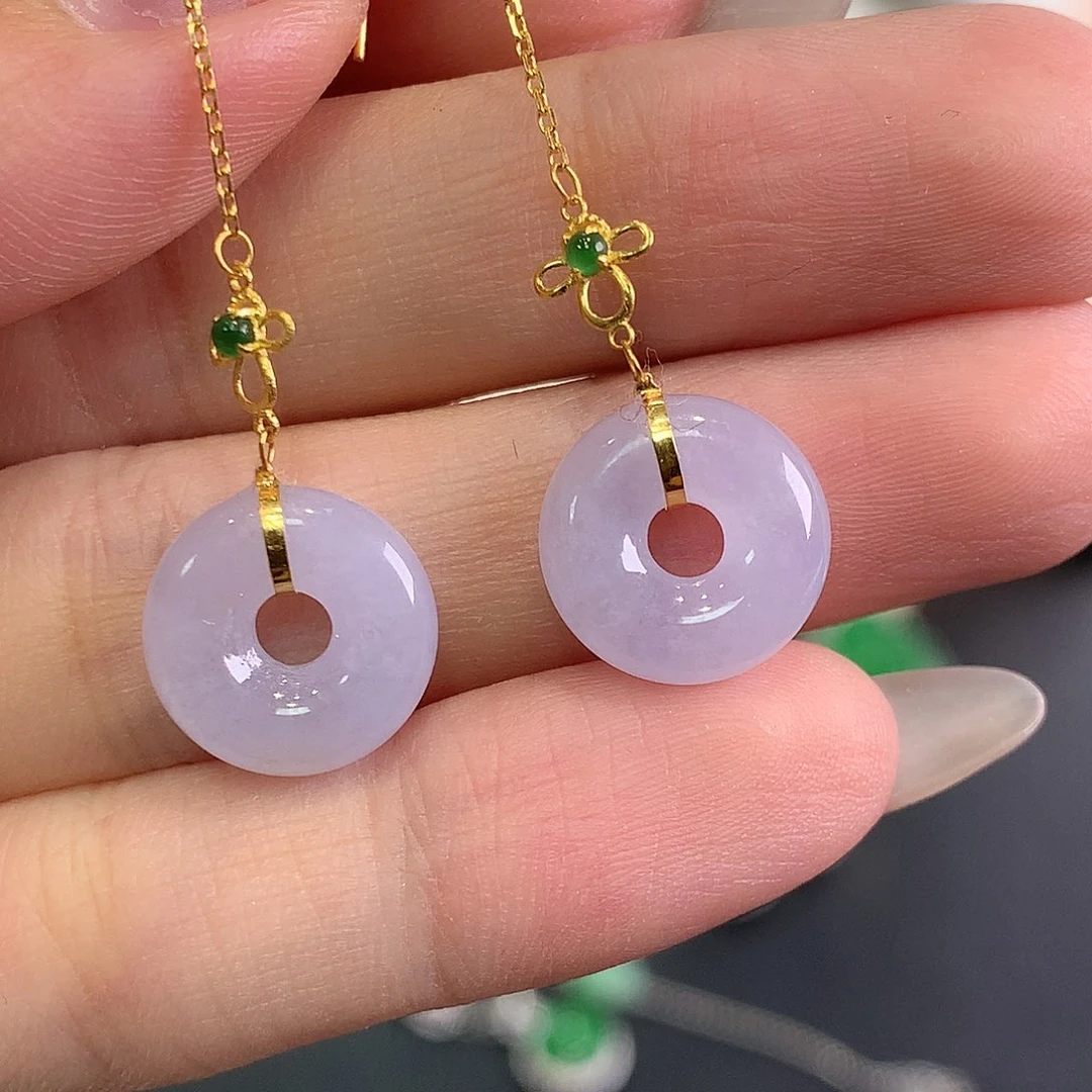 翡翠18K金镶嵌耳饰3、