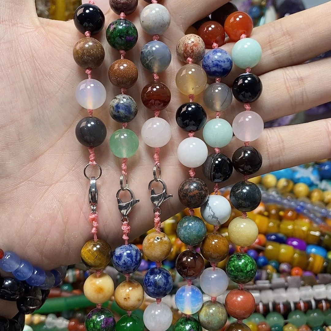 石英质玉未镶嵌，多宝项链12mm，