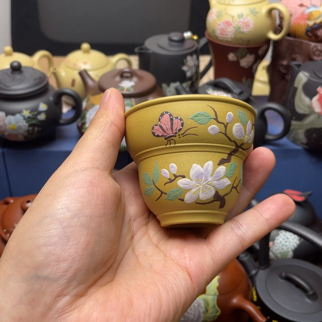 紫泥茶杯紫砂主人杯80cc