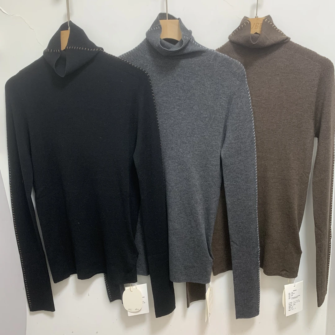 实体店精品女装2025冬季新款时尚休闲百搭高领一体织毛衣针织衫