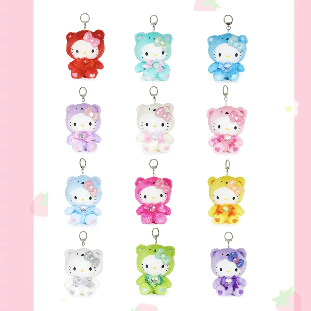 正版正品Sanrio三丽鸥美版Hello Kitty 水晶诞生石彩色毛绒挂件