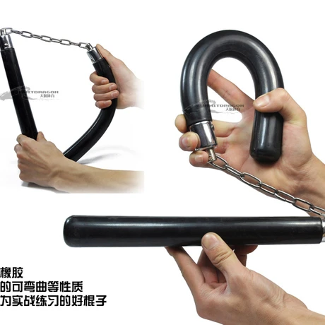 不锈钢棍橡胶双节棍 防身李小龙二节棍成人实战双截棍 练习两节棍