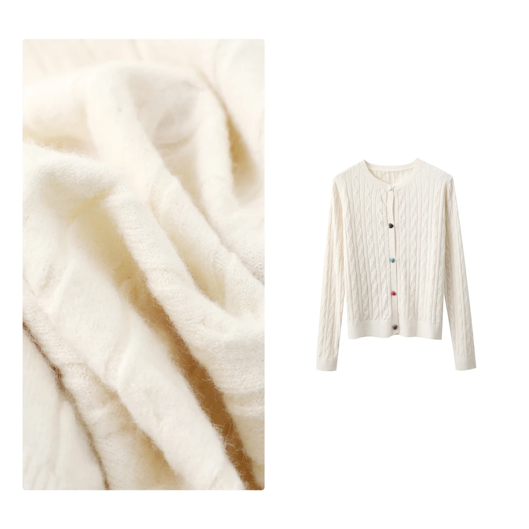 门店19&9！爱心小开衫」绞花气质修身显瘦女式针织上衣女 H00584