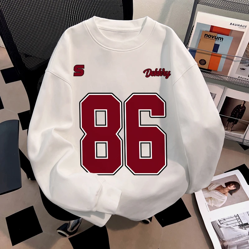 Dekkry潮牌运动休闲白色港风打底t恤秋冬季纯棉长袖男女款ins上衣