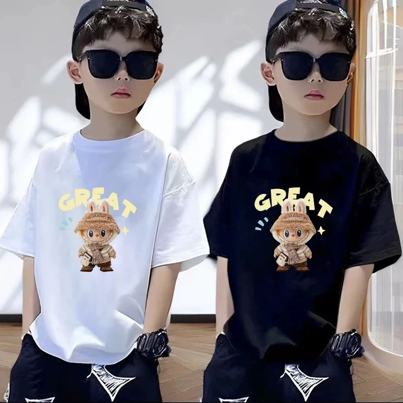 拉布布系列卡通短袖男童夏季印花T恤男女童短袖t恤上衣男装中性风