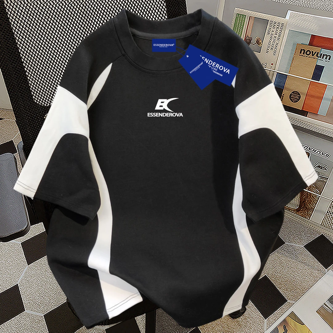 100%纯棉复古流行字母短袖t恤男女夏季宽松设计感百搭情侣上衣ins