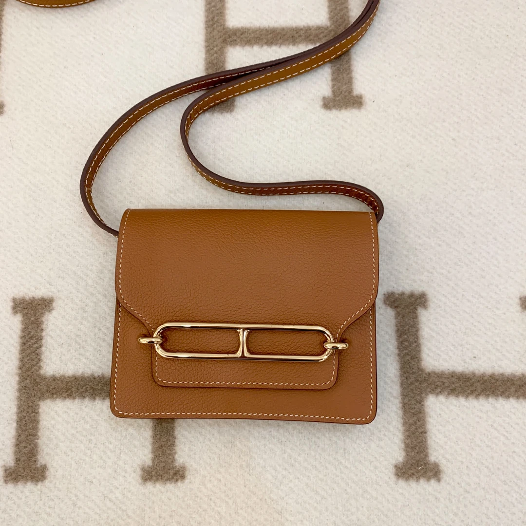 99新 Hermes/爱马仕 roulis slim U evercolor皮 金棕mm12713139