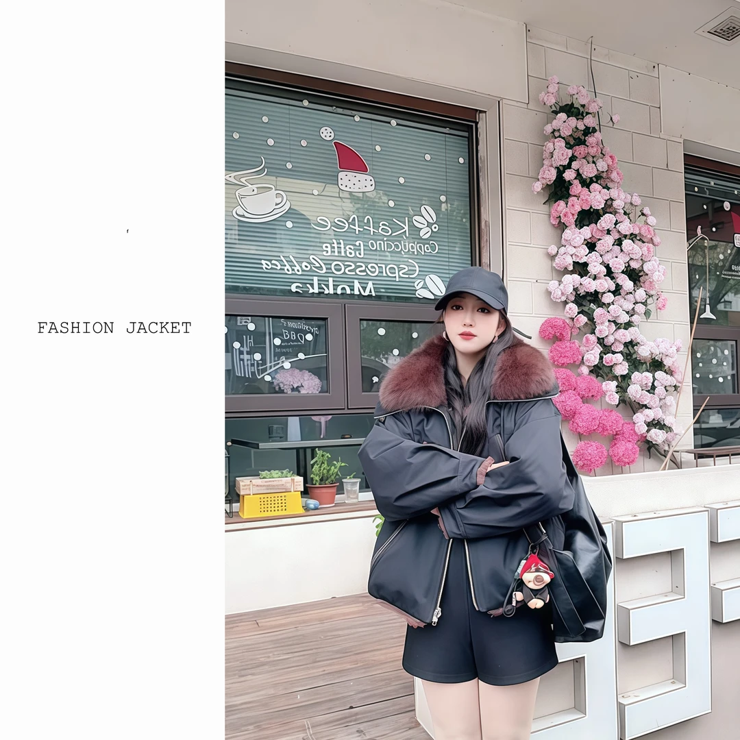 【御狐华衿】2025’新款两面穿狐狸毛领百搭宽松兔毛女士皮草派克