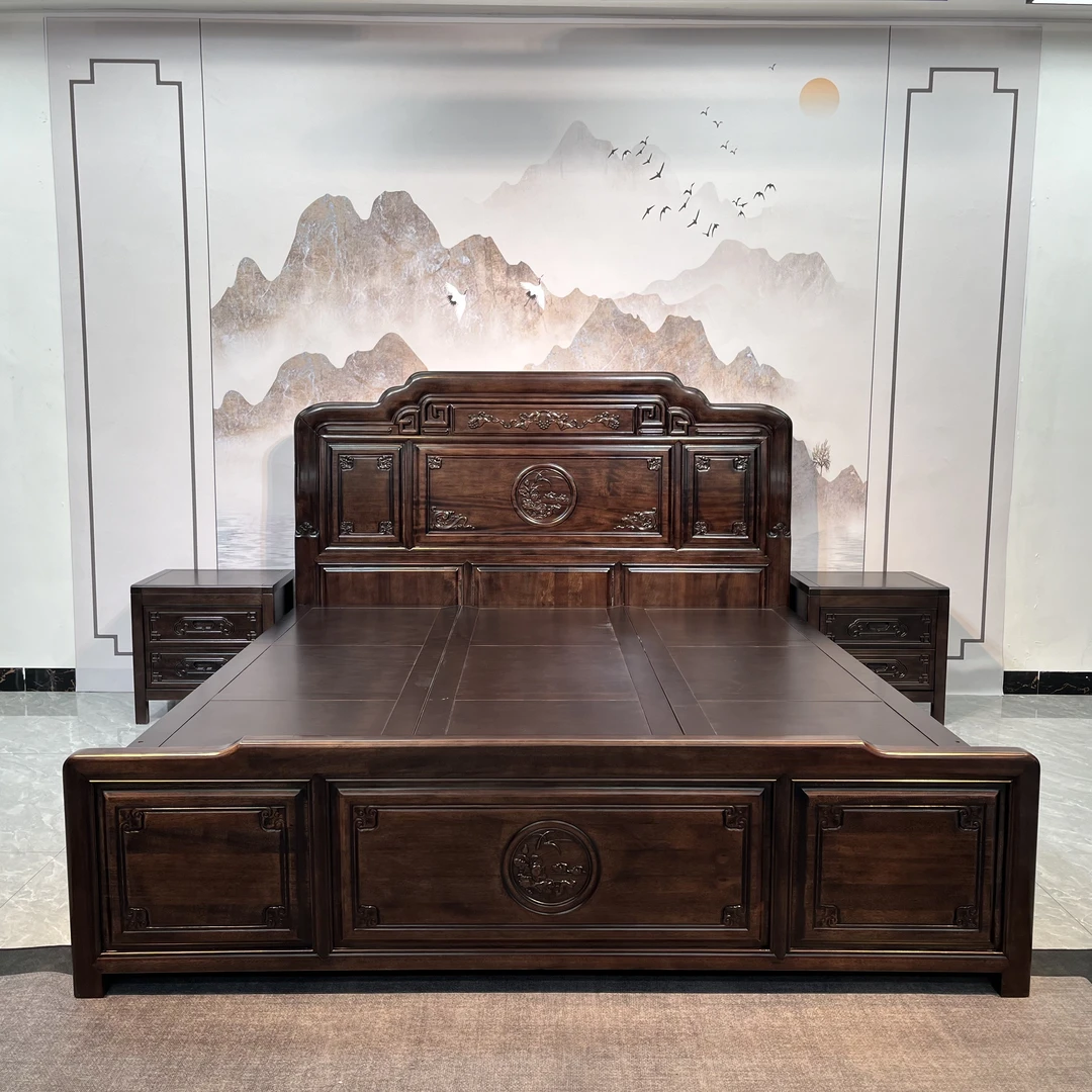 储物床高箱抽屉家用床国色天香雕花新中式主卧床古典双人实木大床