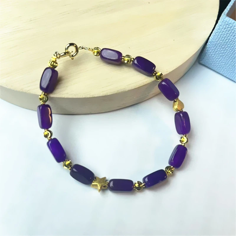 皇家紫凝胶玉化5/10四方手链 S1014