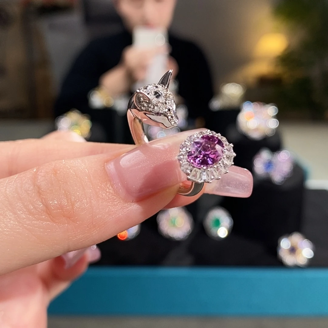 戒指彩色蓝宝石18K金镶嵌1.105ct吉尔德