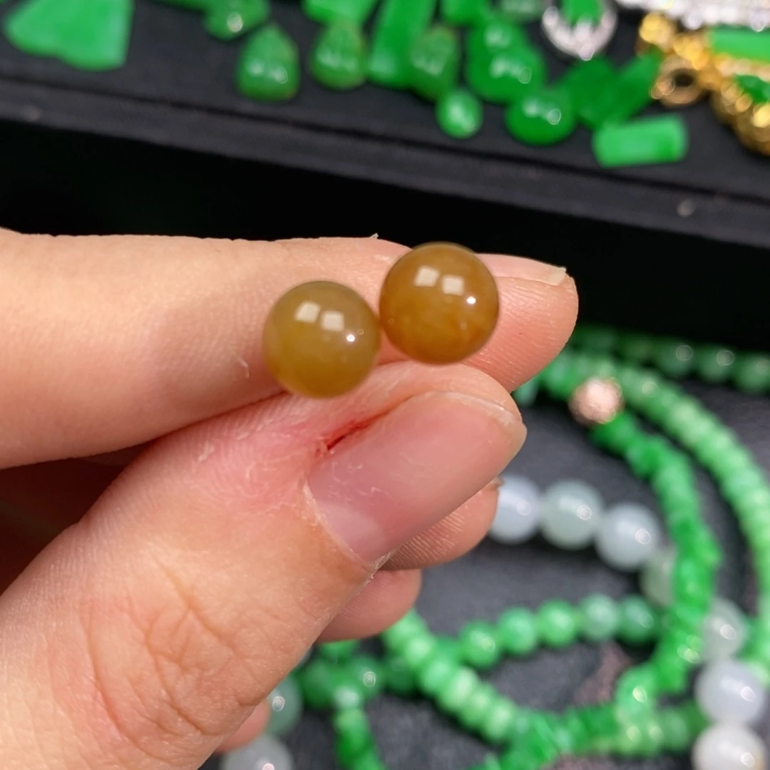 翡翠18K金镶嵌耳饰翡翠