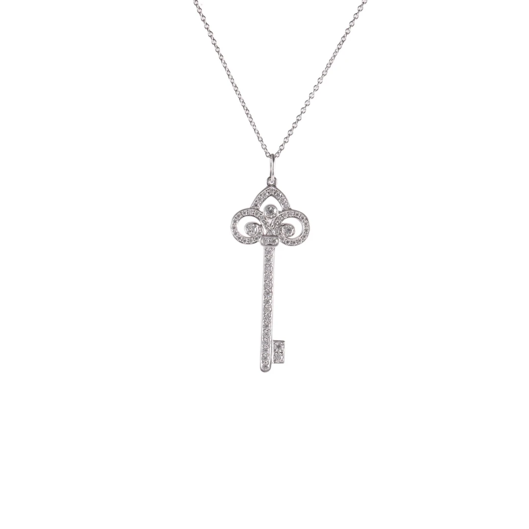 95新 Tiffany & Co./蒂芙尼 【念念】鸢尾花钥匙项链