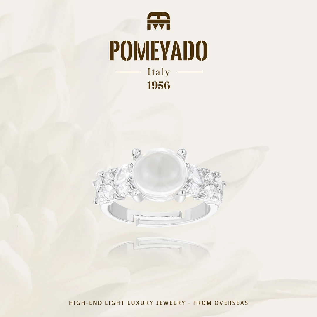 【霜影凝光】Pomeyado设计轻奢高级感白冰开口戒指F0413