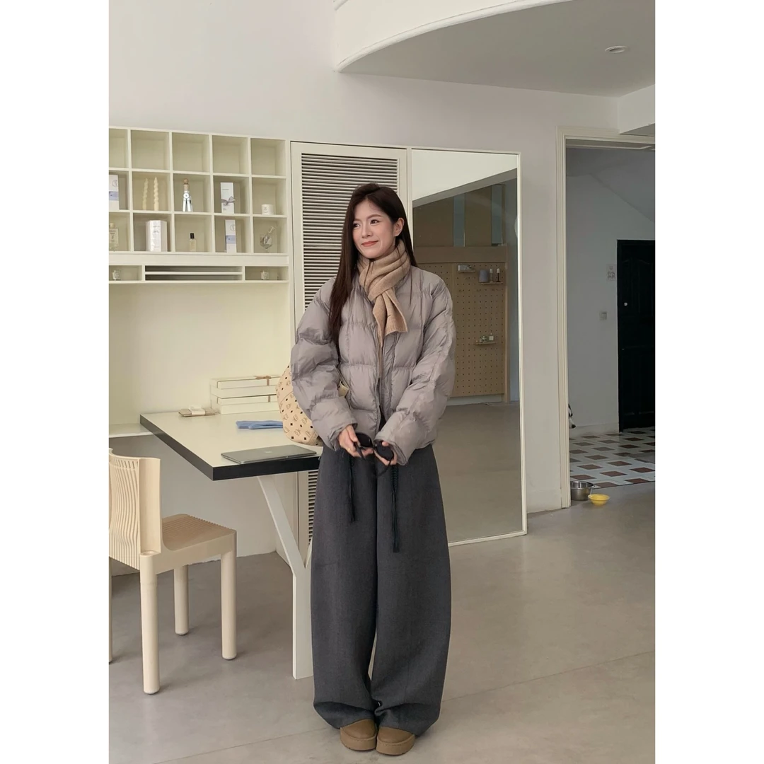 48H【毛呢气球裤】加长显瘦时尚韩版毛呢休闲气球裤拖地裤 25216