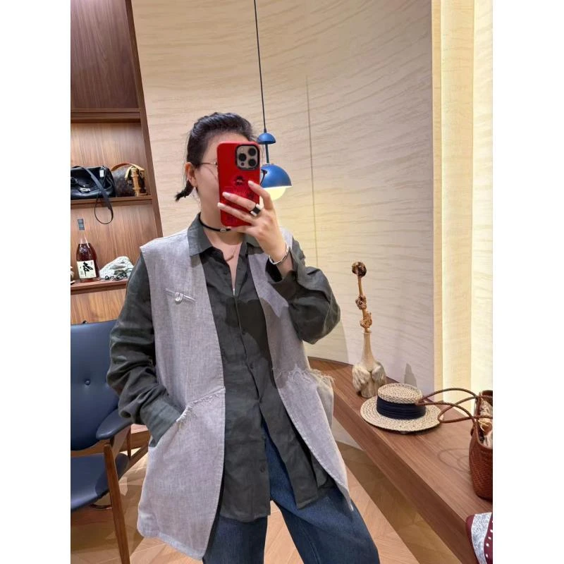 XMM《亚麻流苏马甲 》秋季时尚百搭潮流洋气舒适显瘦马甲Hz20205925