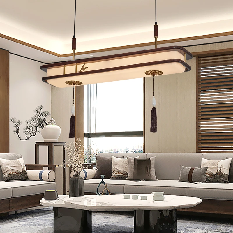 高档新中式中国风长条禅意餐厅灯吊灯客厅吊灯客厅灯大气长方形