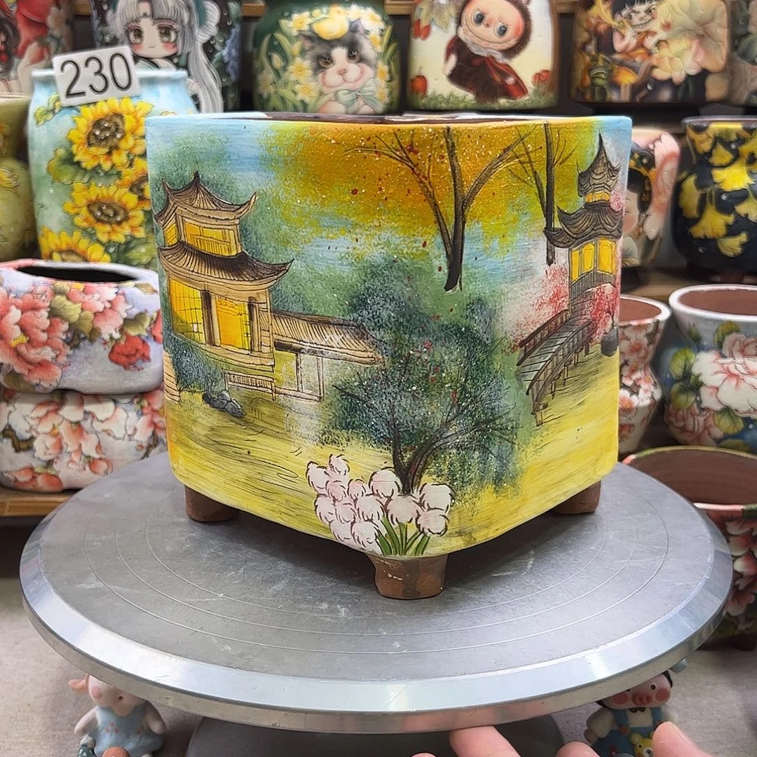 *****景德镇炫彩手绘景德镇陶瓷花盆