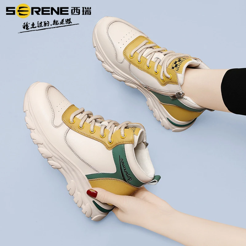 西瑞增高厚底马丁靴女2025年夏季新款英伦短靴软皮休闲女鞋