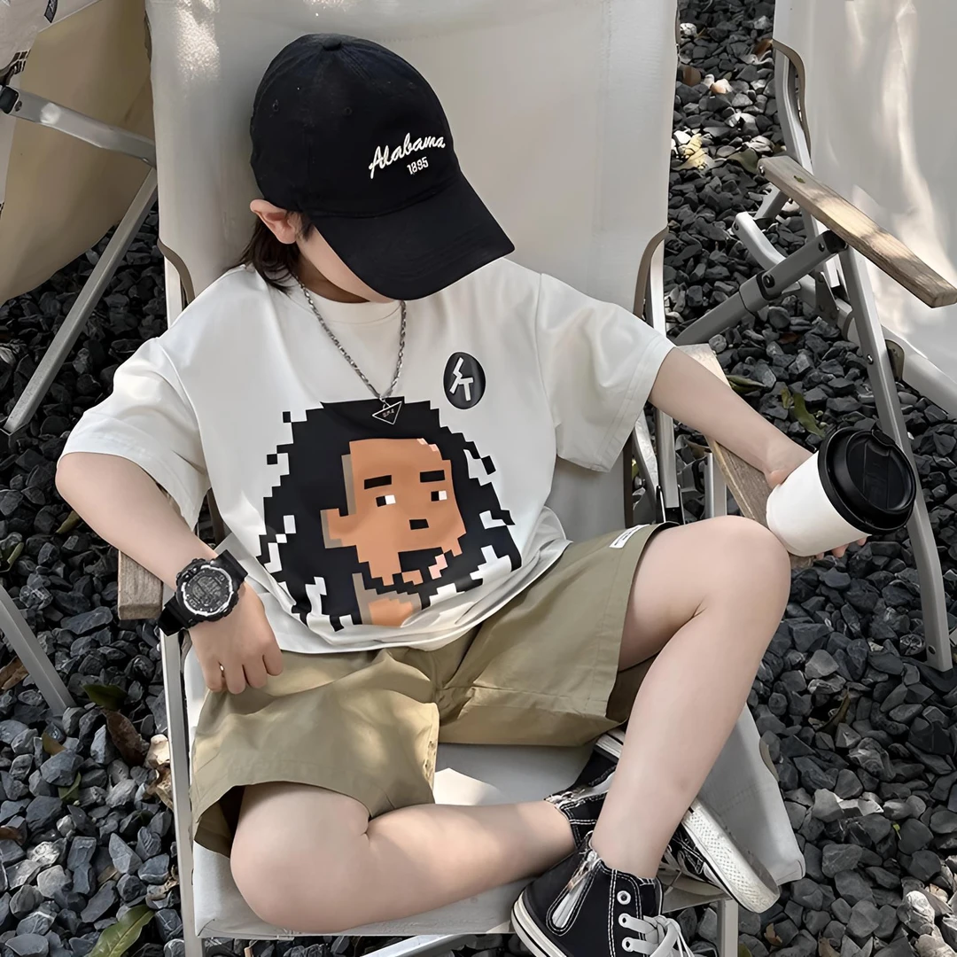 MK&UR.BV男童夏季套装2025新款休闲痞帅潮酷纯棉衣服夏装薄款