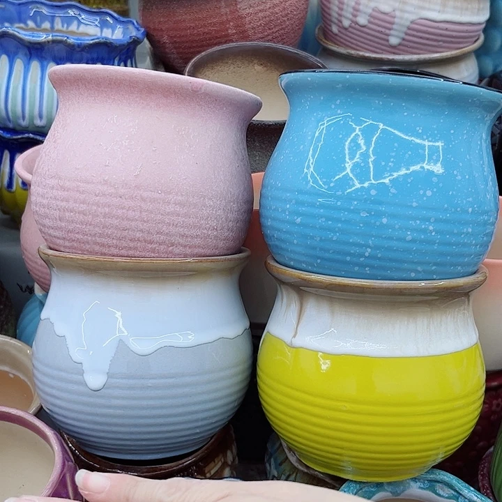 多肉绿植陶瓷花盆9.9包邮，有孔