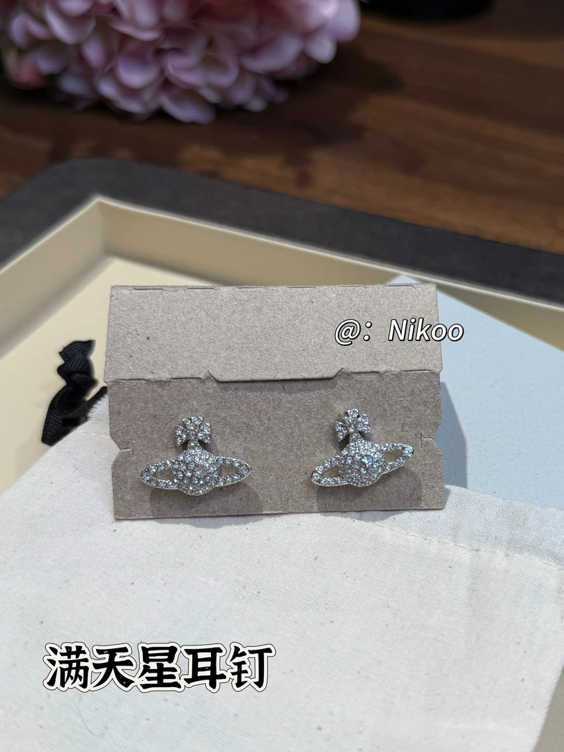 铜合金锆石耳饰 【满天星耳钉】土星耳钉气质百搭简约
