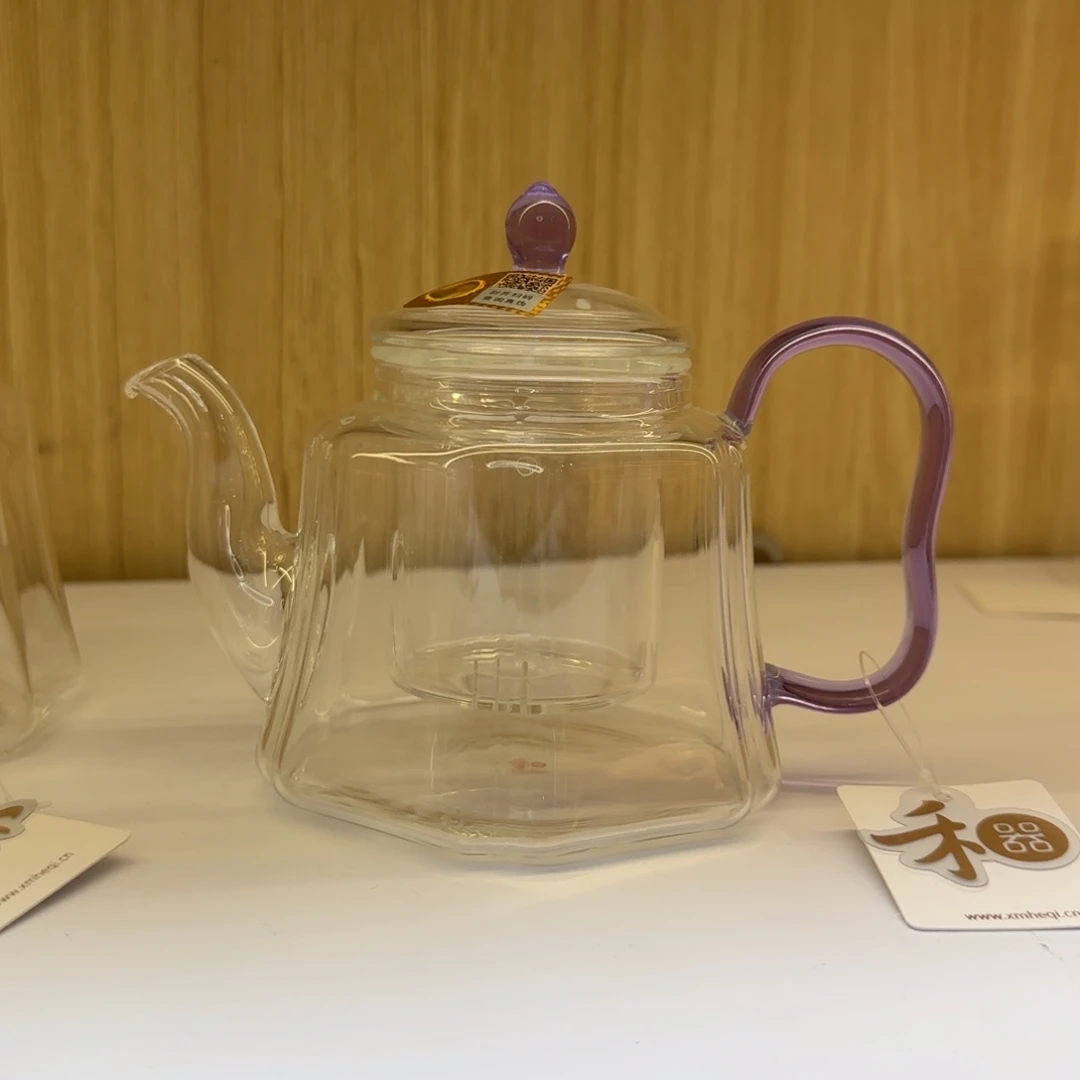 非***雨手工艺品玻璃禾器锦瑞壶浅紫色