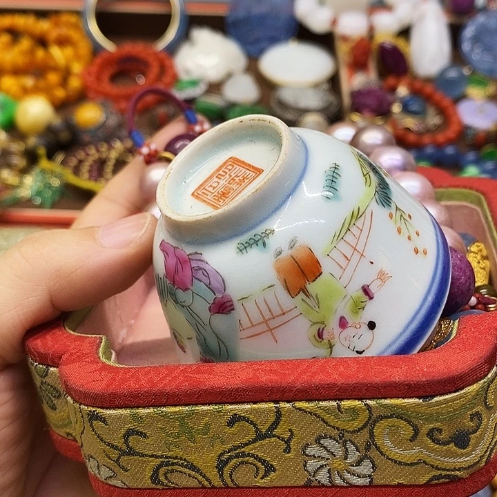 汐***汐青花手绘小主人杯子