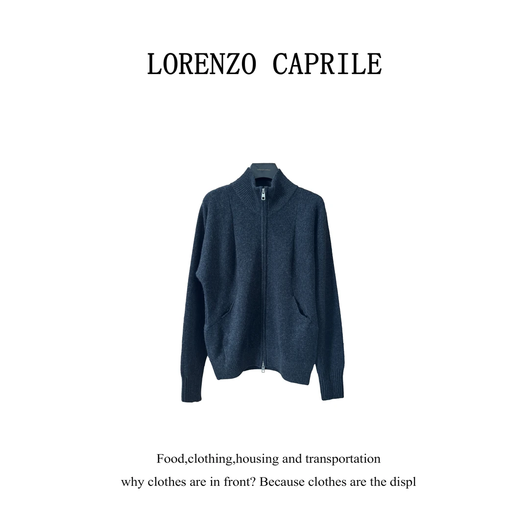 【广口唐专属】D-M1899-高级简约立领100%纯羊毛针织开衫双拉链毛衣