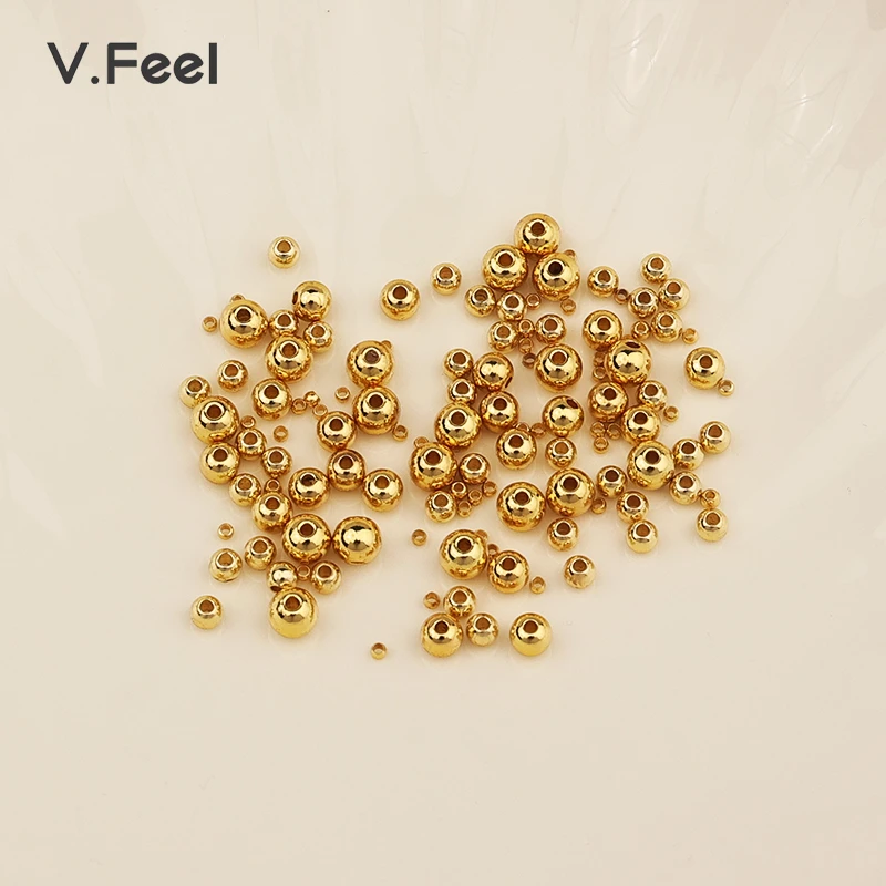 V.FEEL14k包金保色散珠镀金珠diy手工串珠饰品配件白金色隔珠