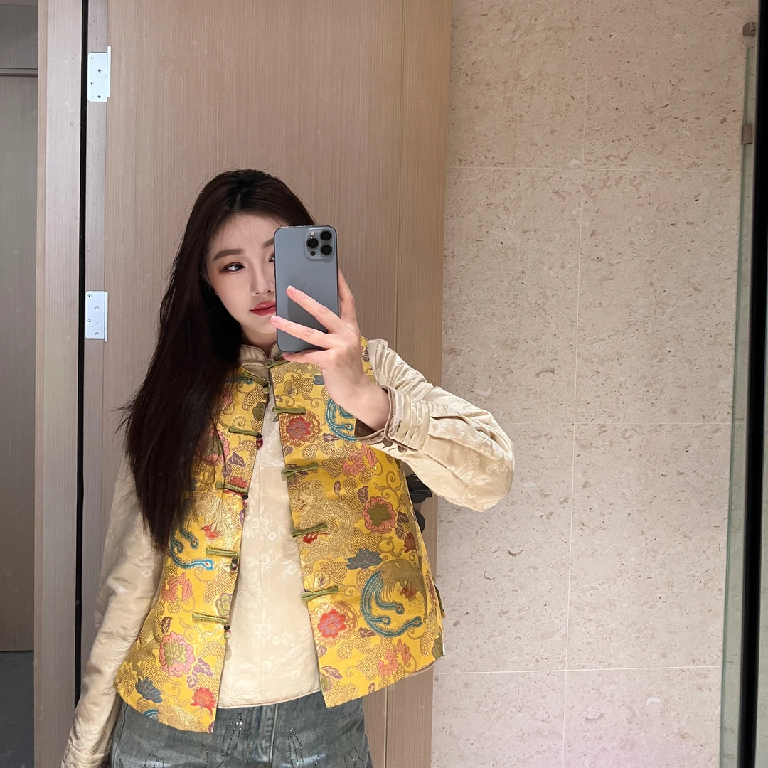 2店【未时梦】龙凤莲花 新中式中国风轻奢复古时尚气质云锦马甲上衣