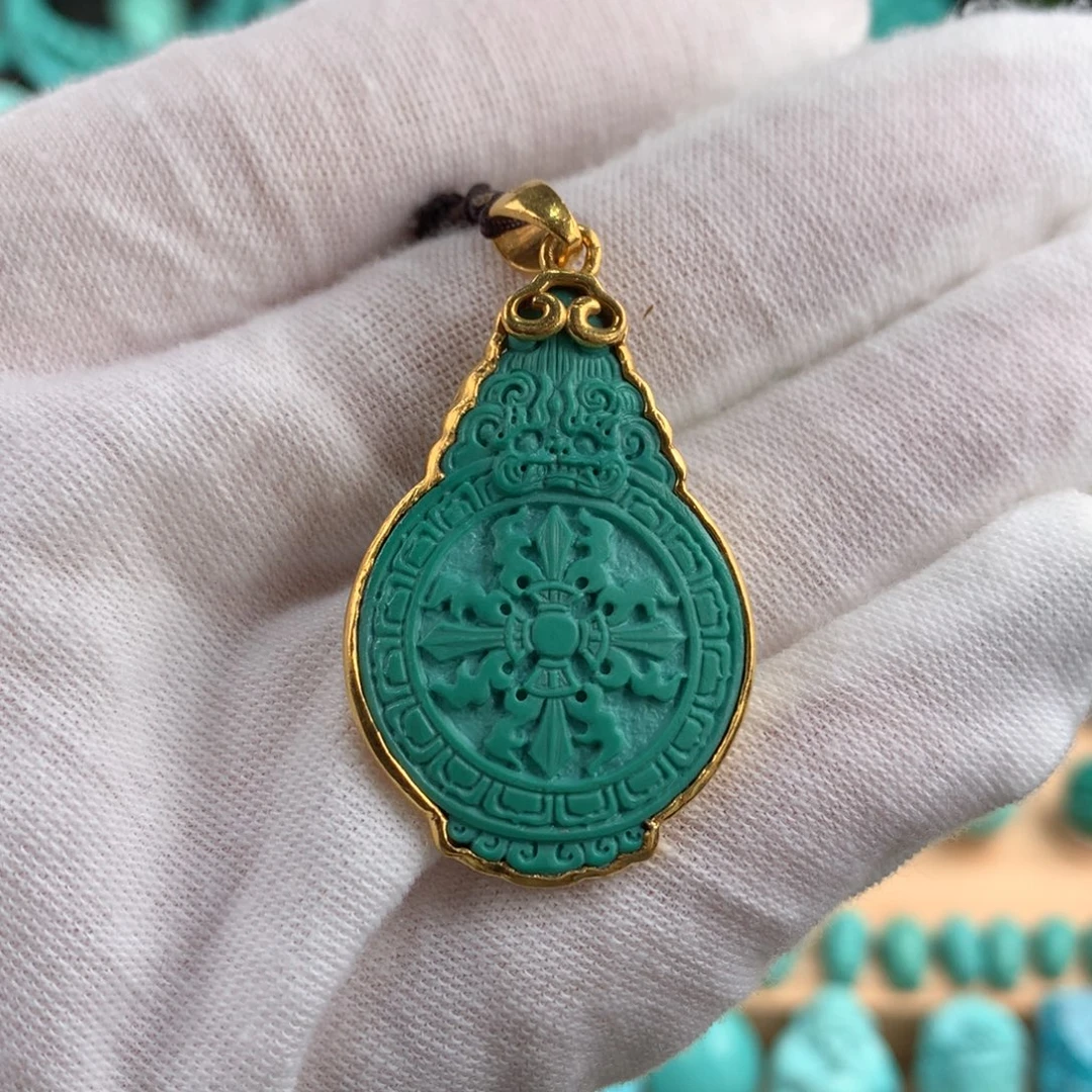 绿松石足金镶嵌八卦牌