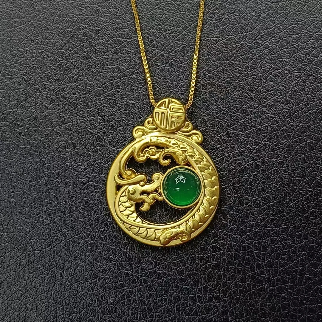 【贝贝专属】国潮风龙游万里玉髓合金镶嵌吊坠【DD10413】赠合金链