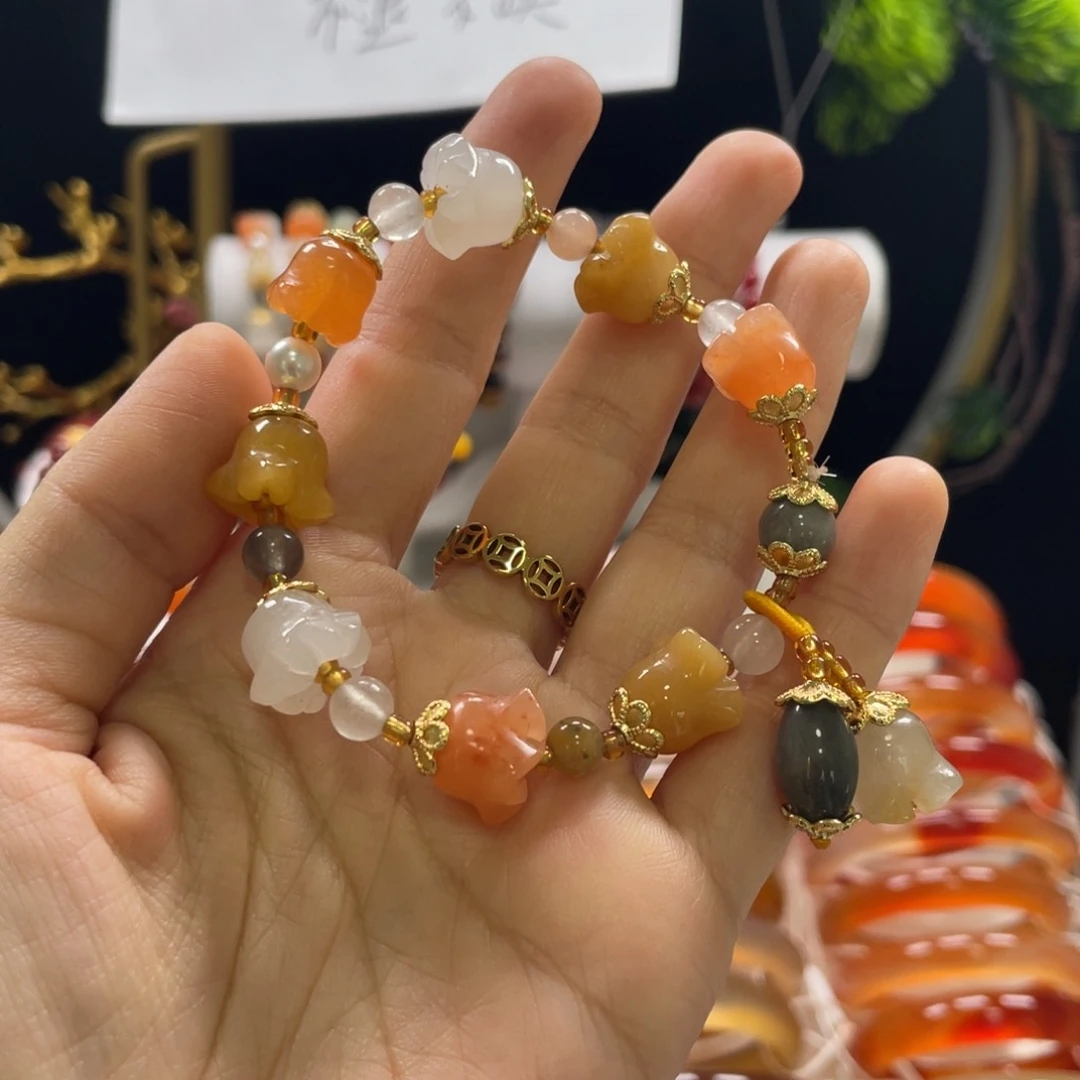 玛瑙/玉髓手串未镶嵌ꕥ****٥