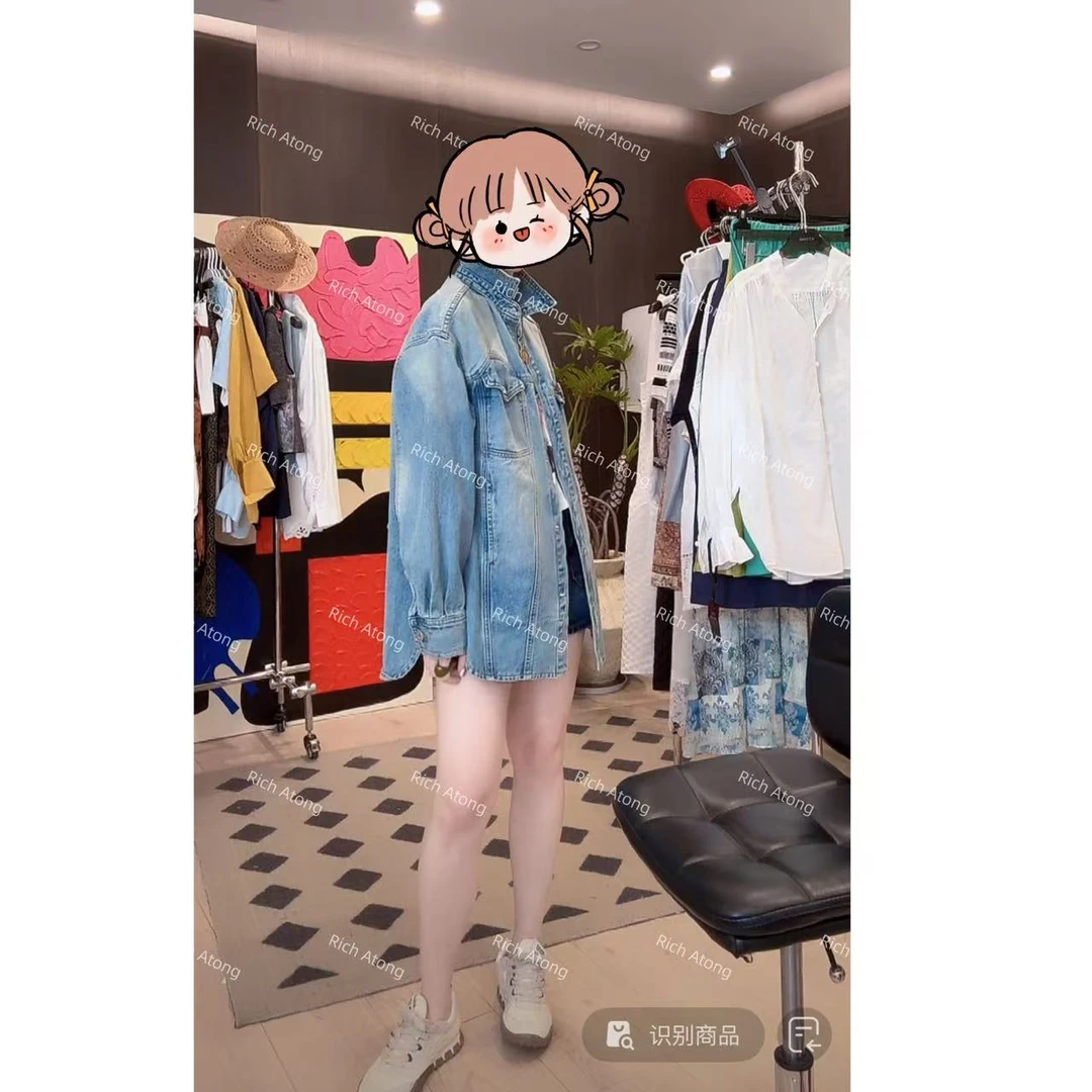 atong/阿彤-【挂件牛仔】-2025早春进口棉翻领宽松工艺牛仔外套