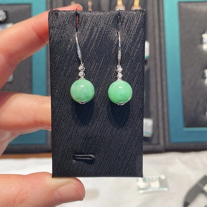 翡翠18K金镶嵌耳饰翡翠耳饰