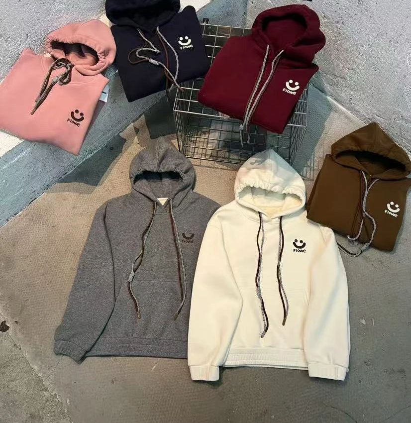 设计感洋气字母连帽笑脸卫衣女冬季新款时尚潮流百搭上衣 0280