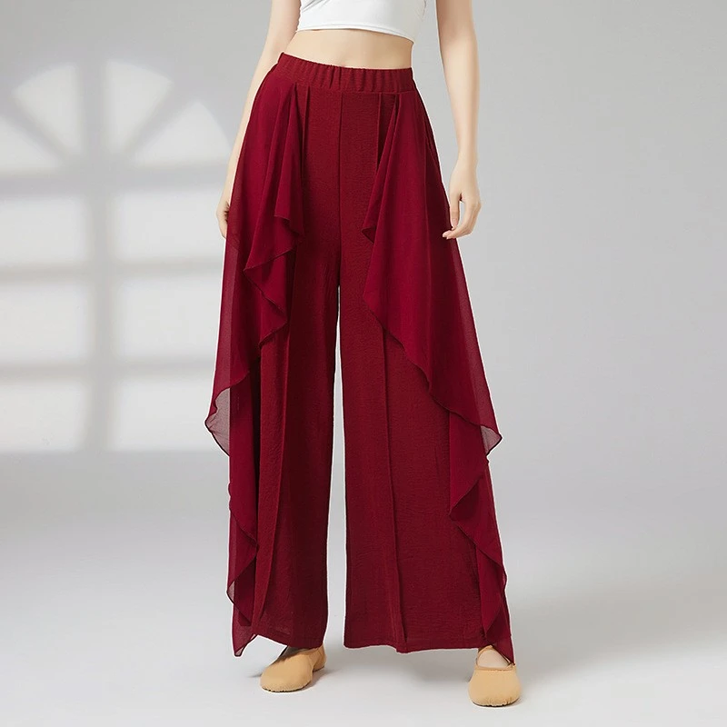 古典舞身韵高腰阔腿练功裤飘逸垂感适合中国古舞演出现代舞裤子