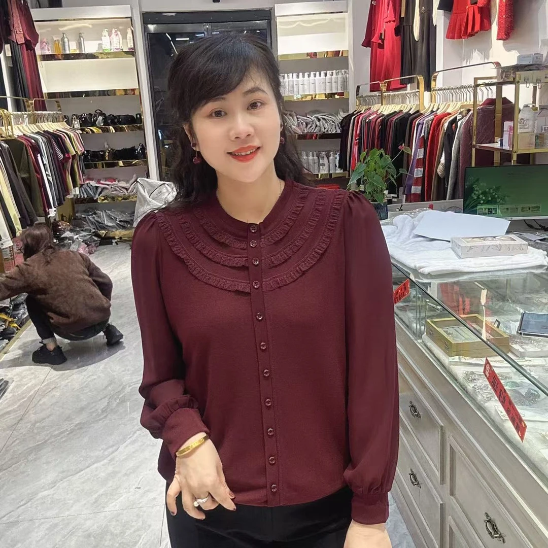 1-7009雪纺衫针织T恤62长