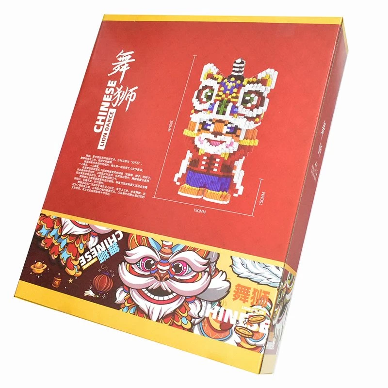 云航星18066中国风醒狮积木拼装客厅摆件成人儿童益智玩具礼物