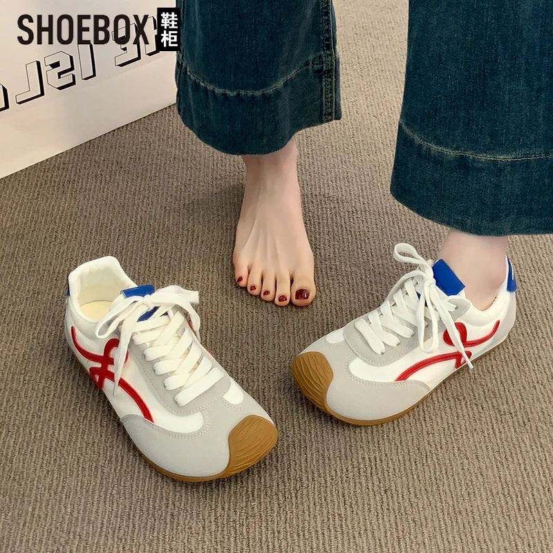 SHOEBOX鞋柜明星同款芭蕾德训鞋女2025秋季爆款百搭运动阿甘鞋