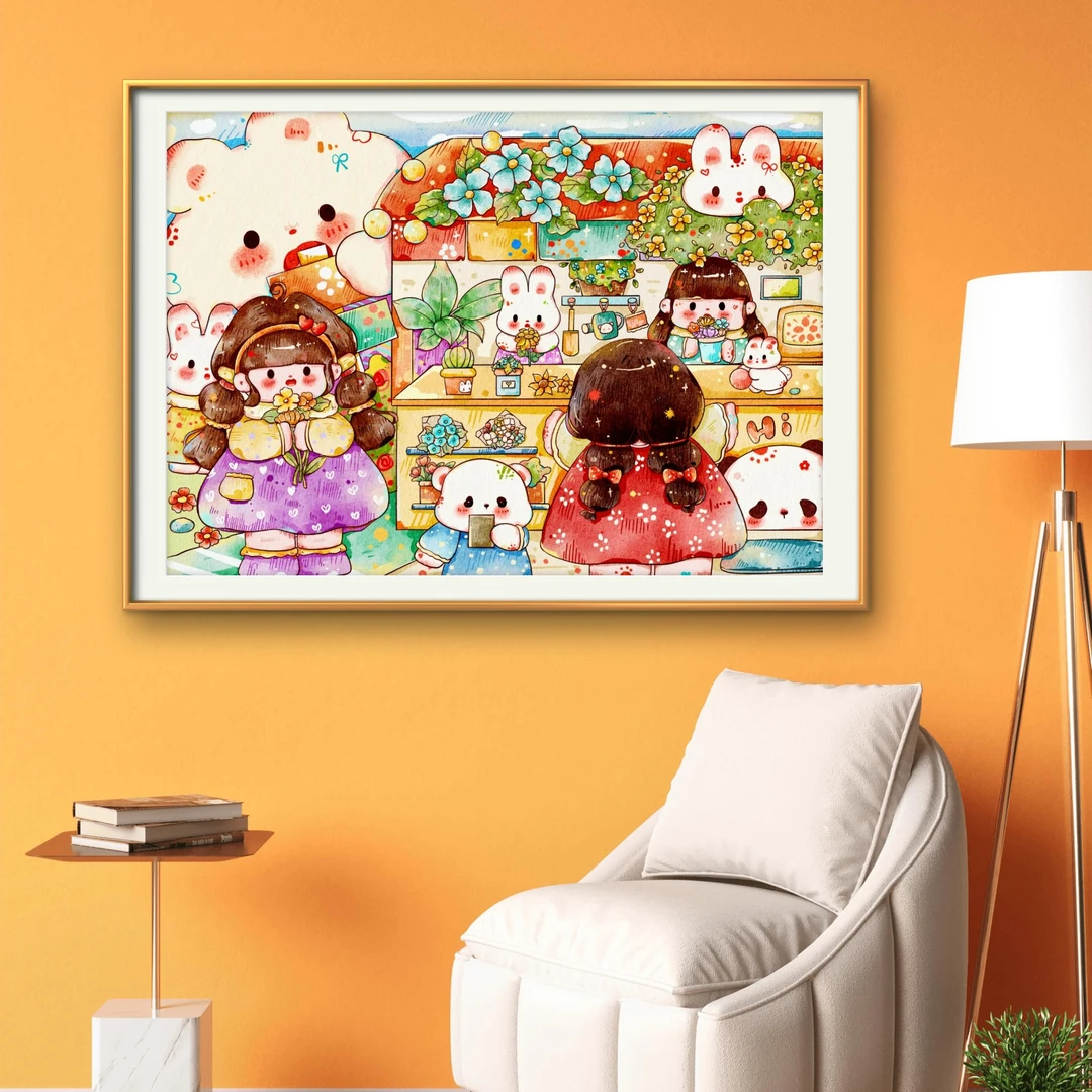 【加厚棉布】织画定制*花店日记2025新款十字绣60*80大格四股39颜色