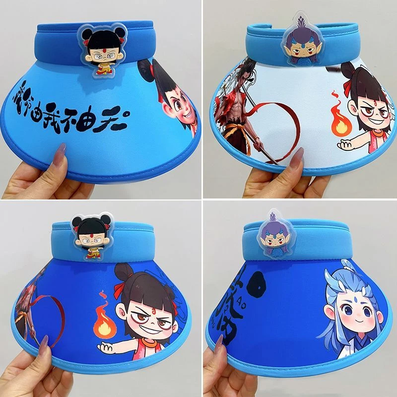 哪吒儿童防晒帽男童帽子夏季空顶男孩遮阳帽男宝宝小女孩大帽檐