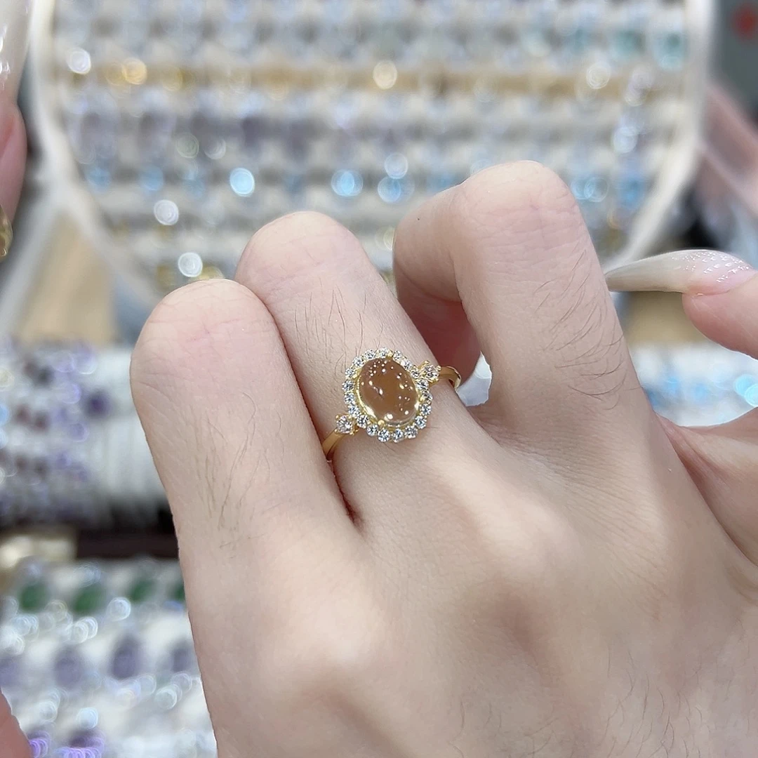 正****银S925镶嵌戒指黄晶