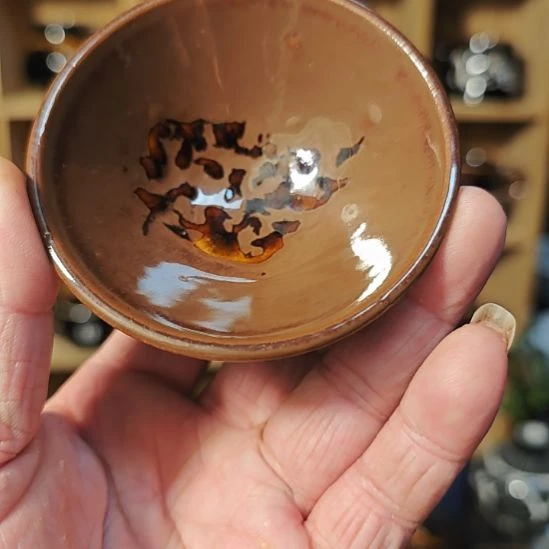 天然老黑釉斗笠盏盏