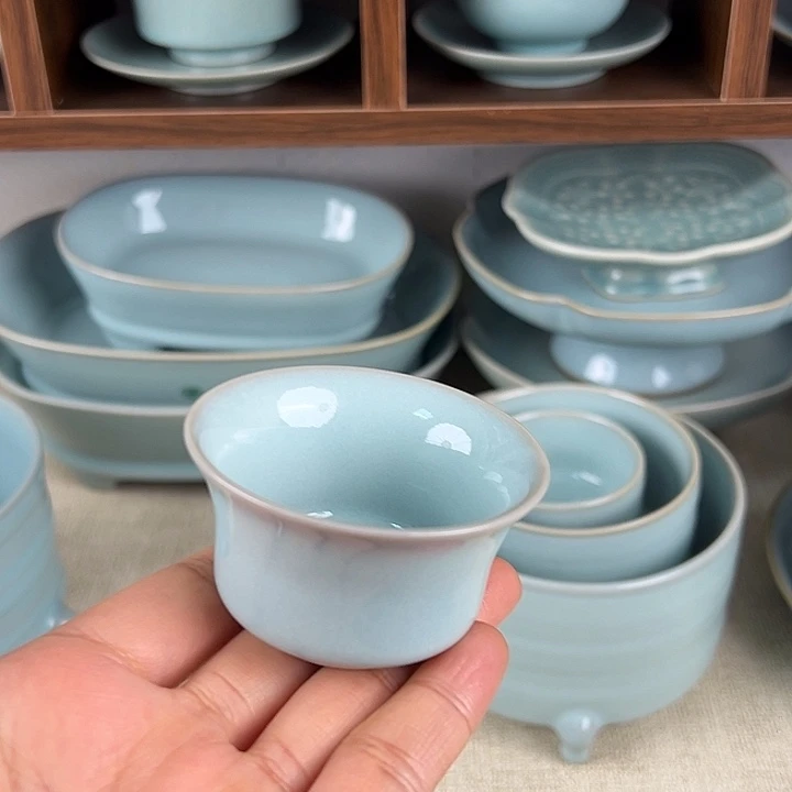 杯子瓷天青釉小马蹄杯新粉福利