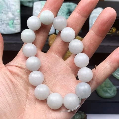 定制翡翠未镶嵌赛*克缅甸翡翠手串14珠子